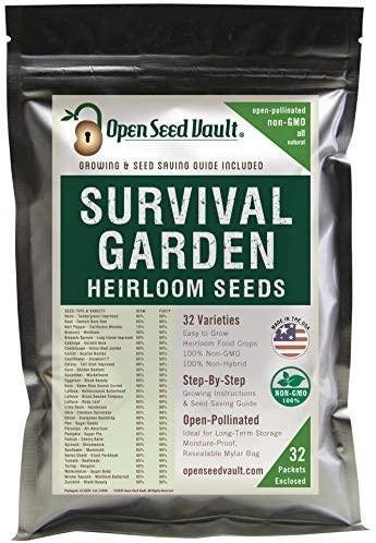 (32) Variety Pack Survival Gear Food Seeds | 15,000 Non GMO Heirloom Seeds for Planting Vegetables and Fruits. Survival Food for Your Survival kit, Gardening Gifts & Emergency Supplies | Garden vegetable seeds. by Open Seed Vault