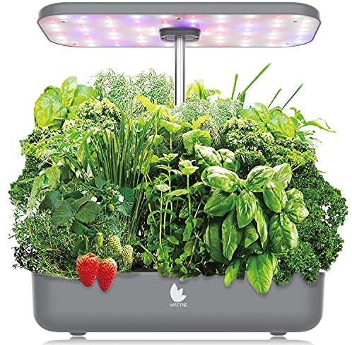 Wattne 12 Pods Hydroponics Growing System with LED Grow Light for Home Kitchen, Adjustable (8-19 inches) Height, Automatic Timer Germination Kit for Vegetables & Fruits
