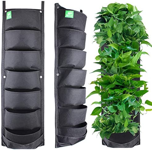 Hanging Planters Meiwo New Upgraded 7 Pockets Large Vertical Garden Wall Planter Grow Bags for Indoor Outdoor Macrame Plant Hanger Wall Hanging Garden Yard Balcony Rail Fence Wall Home Decor