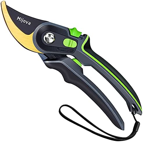 Garden Pruners,Pruning Shears for Gardening Heavy Duty with Rust Proof Stainless Steel Blades,Best Bypass Pruner Garden Shears Professional Gardening Tools (Can cut small PVC pipes) (Golden)