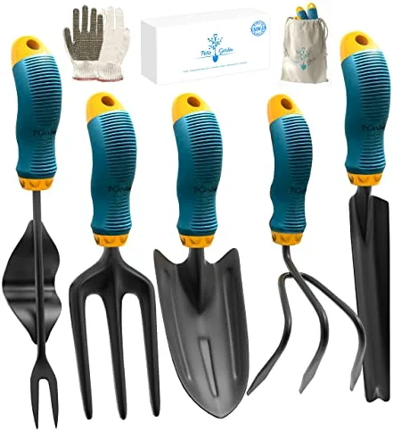 Gardening Tools Set from Alloy Steel – Heavy Duty Garden Tool Set with Light & Rubber Non-Slip Handle – Gardening Tool Kit – Ergonomic Garden Hand Tools – Gardening Gifts for Men and Women
