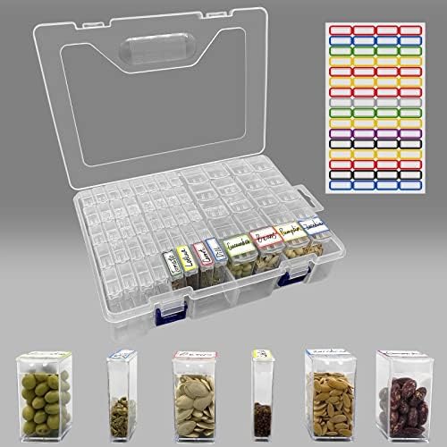 OferJes 60 Slots Plastic Seed Storage Organizer Box in 2 Sizes with Tag Stickers- Essential Seed Saver Kit and Gardening Supplies for Vegetable Seeds and Garden Seeds