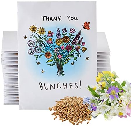 American Meadows Wildflower Seed Packets “Thank You Bunches” Party Favors (Pack of 20) – Express Gratitude with a Wildflower Seed Mix, Great Addition or Alternative to Thank You Cards